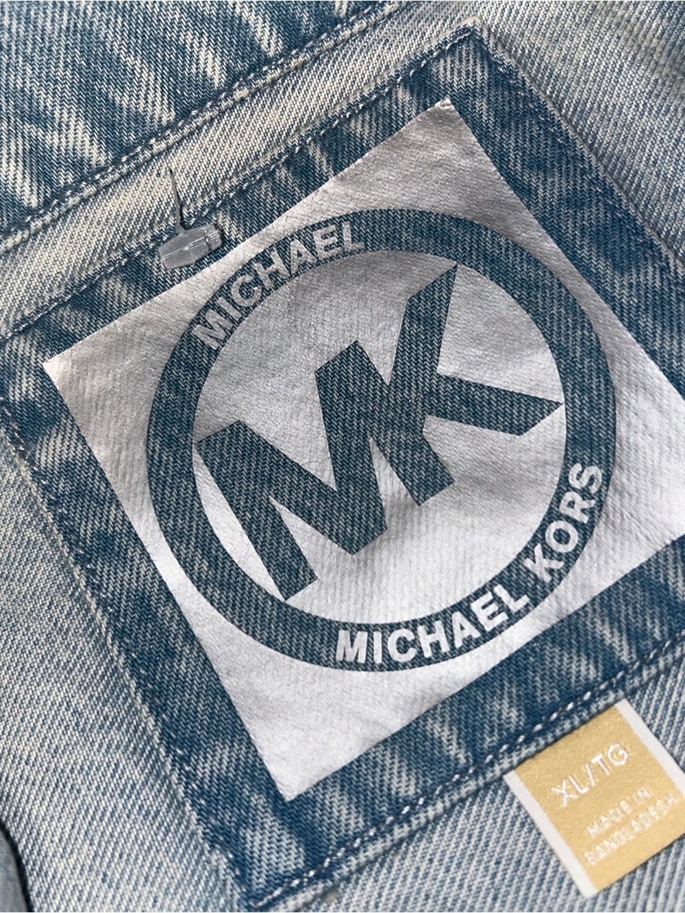 Michael Kors Light Blue Denim Jean Jacket with MK Logo Patch
